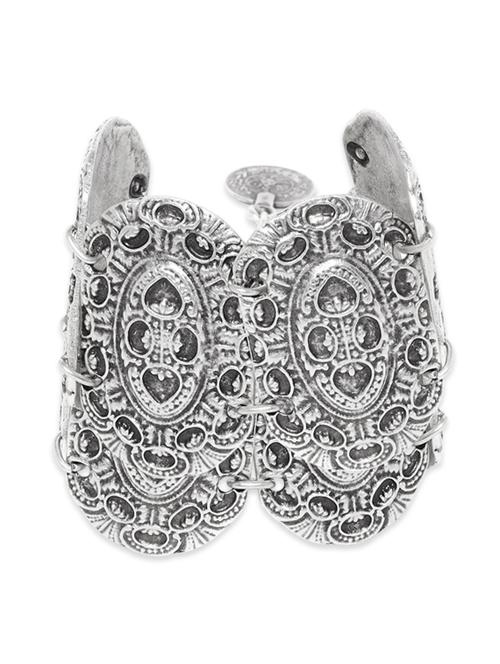 oxidised silver plated oval motif bracelet - 13393045 - Very Small Image - 1
