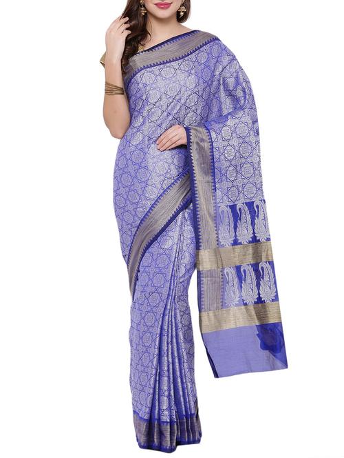 blue cotton silk woven saree with blouse - 13393254 - Very Small Image - 1