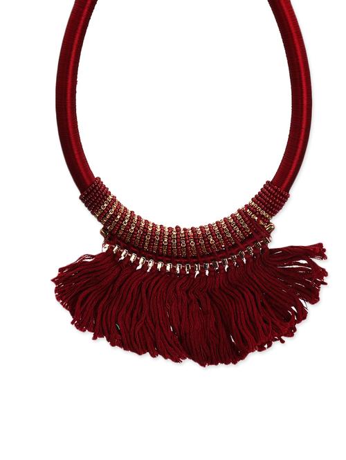 maroon tassel necklace - 13393645 - Very Small Image - 1