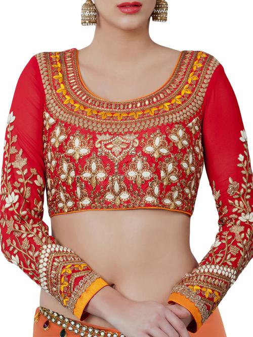 red art silk embroidered blouse - 13393718 - Very Small Image - 1