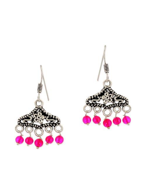 pink metal drop earrings - 13394805 - Very Small Image - 1