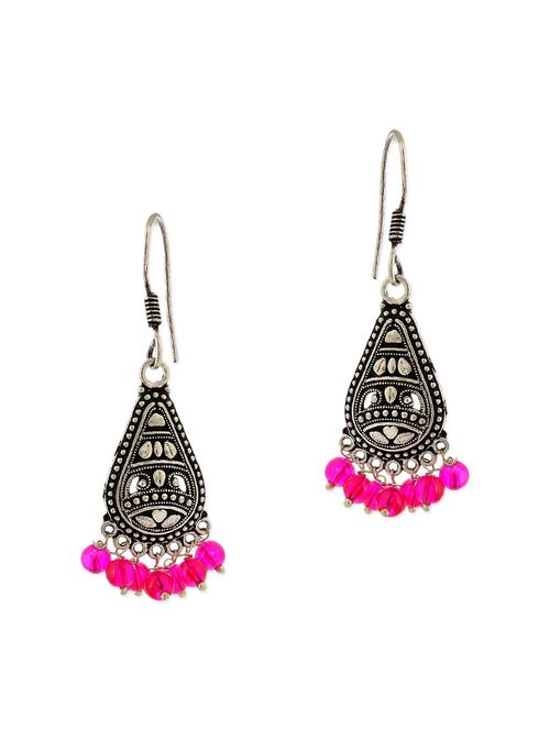 pink metal drop earrings - 13394824 - Very Small Image - 1