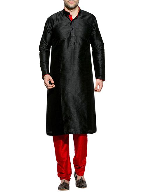 black polyester kurta pyjama set - 13394844 - Very Small Image - 1