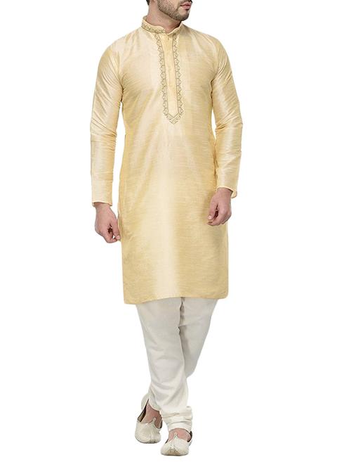 beige cotton kurta pyjama set - 13394893 - Very Small Image - 1