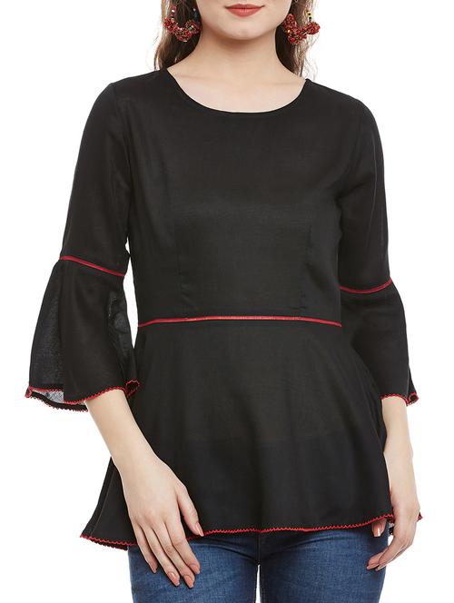 black viscose peplum top - 13395133 - Very Small Image - 1