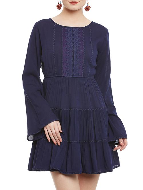 navy blue rayon dress - 13395151 - Very Small Image - 1
