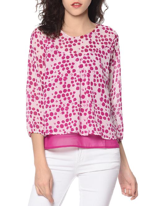 pink printed layered top - 13397219 - Very Small Image - 1
