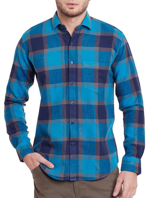 blue cotton casual shirt - 13397926 - Very Small Image - 1