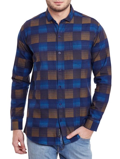 blue cotton casual shirt - 13397934 - Very Small Image - 1