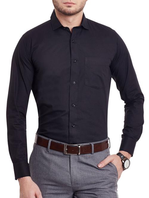 black cotton formal shirt - 13397938 - Very Small Image - 1