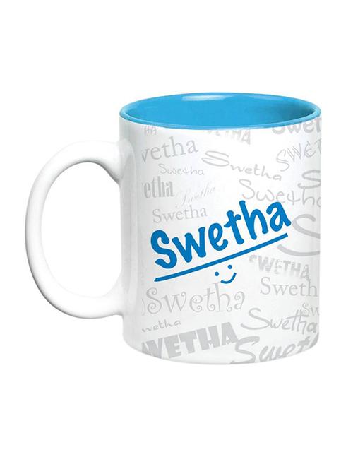 Swetha Name Gift  Ceramic Inside Blue Mug Gifts For Birthday - 13399077 - Very Small Image - 1