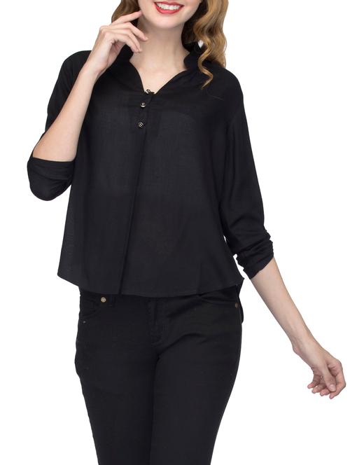 solid black rayon top - 13399181 - Very Small Image - 1