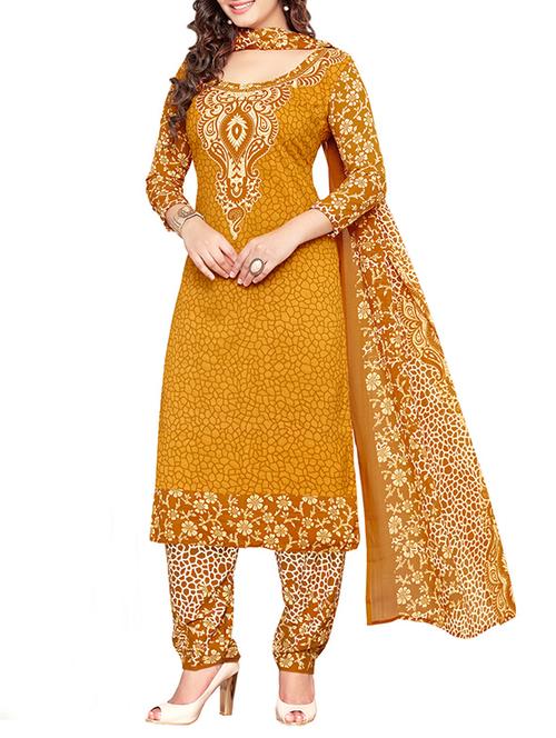 mustard cotton salwar suits dress material - 13406677 - Very Small Image - 1