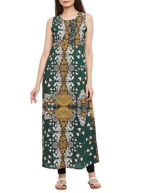 green viscose a-line kurta - 13409071 - Very Small Image - 1