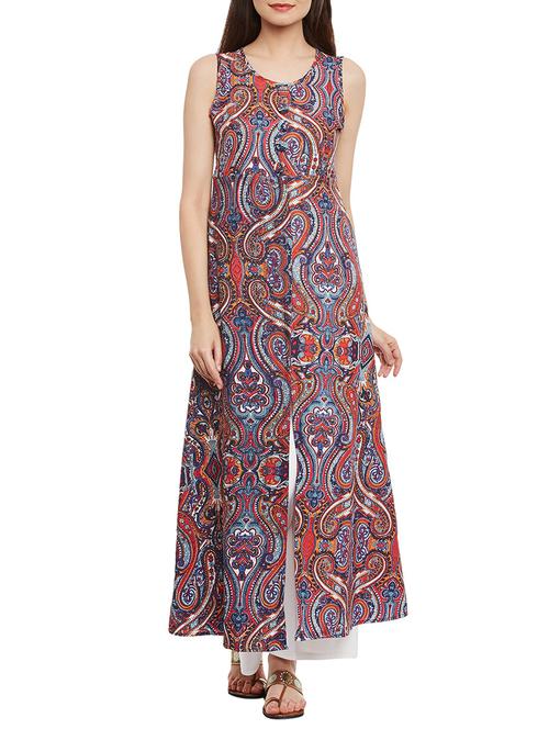 multi colored viscose a-line kurta - 13409072 - Very Small Image - 1