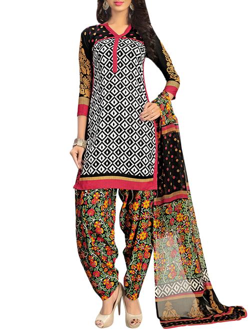 printed unstitched salwar suit - 13410137 - Very Small Image - 1