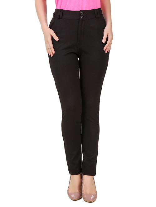 black cotton flat front trouser - 13410281 - Very Small Image - 1