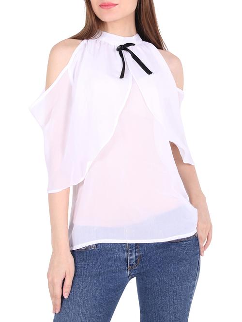 women's ruffle mock neck top - 13410372 - Very Small Image - 1