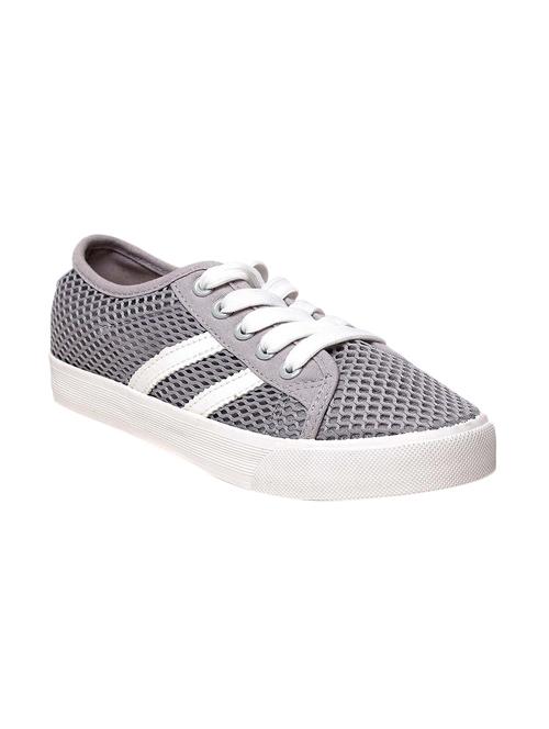 grey faux leather laceup sneakers - 13410922 - Very Small Image - 1
