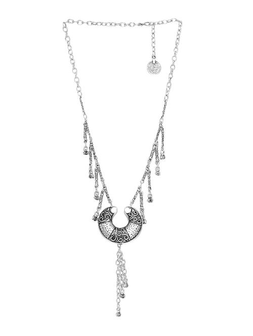 Oxidised Silver Plated Navchaand Necklace - 13411557 - Very Small Image - 1