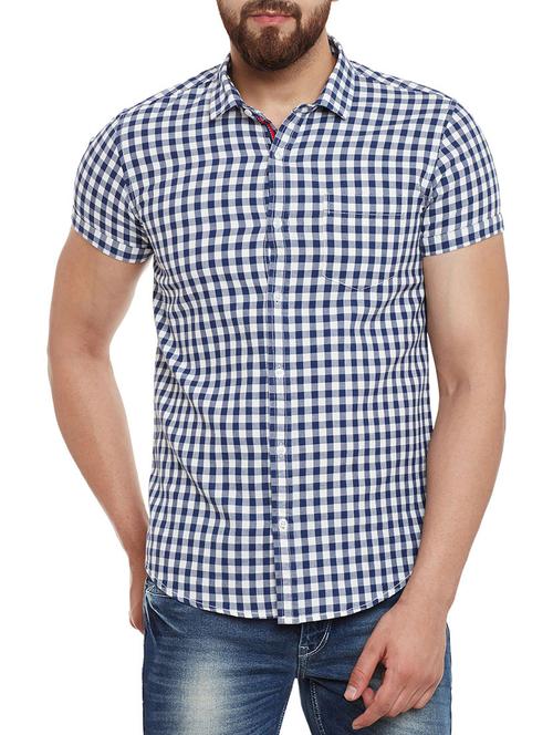 navy blue cotton casual shirt - 13412867 - Very Small Image - 1