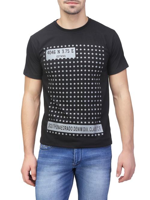 black cotton front print t-shirt - 13412894 - Very Small Image - 1