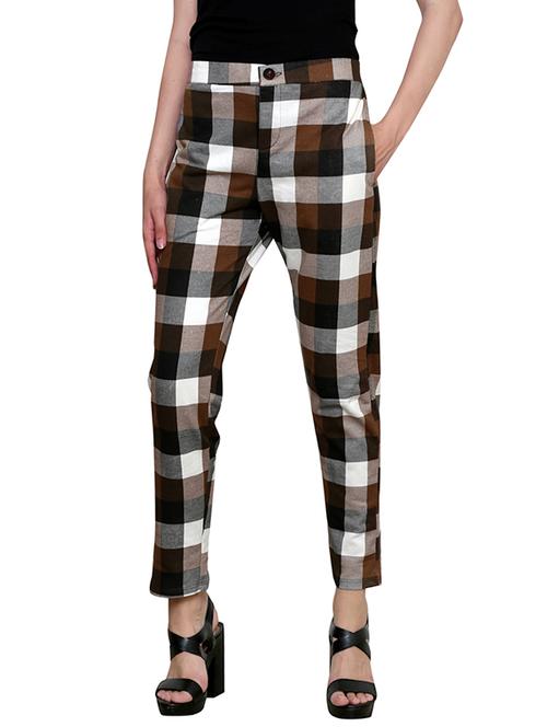 brown fleece flat front trousers - 13412925 - Very Small Image - 1