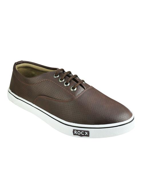 brown leatherette lace up sneaker - 13416099 - Very Small Image - 1