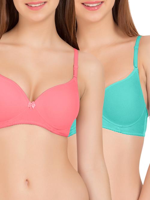 set of 2 multicolored cotton bras - 13418597 - Very Small Image - 1