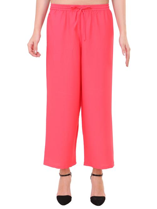 pink crepe palazzos - 13418949 - Very Small Image - 1
