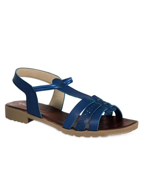 Blue Leatherette Back Strap Sandals - 13419908 - Very Small Image - 1