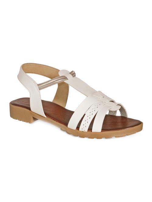 White Leatherette Back Strap Sandals - 13419909 - Very Small Image - 1