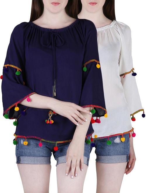 set of 2 multicolored rayon off shoulder top - 13421605 - Very Small Image - 1