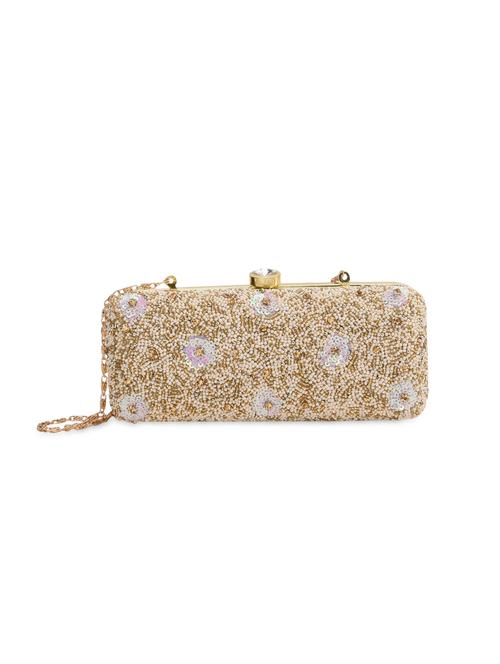 beige and gold embellished box clutch - 13422628 - Very Small Image - 1