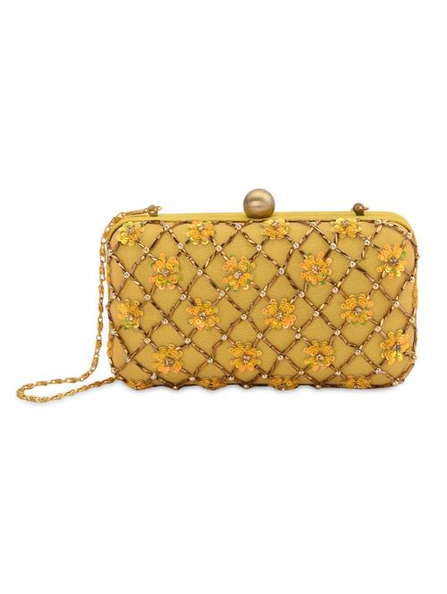 mustard embellished box clutch - 13422635 - Very Small Image - 1