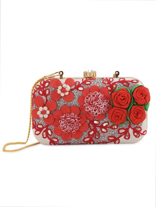 white and red embellished box clutch - 13422647 - Very Small Image - 1