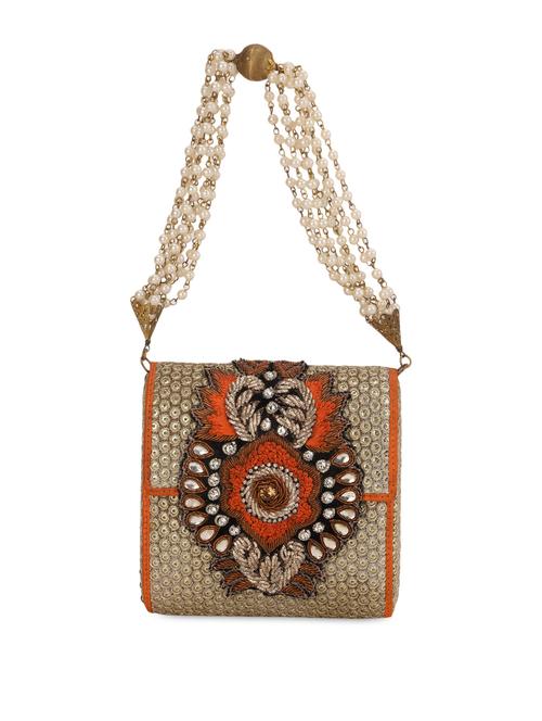 beige embellished shimmer clutch - 13422670 - Very Small Image - 1