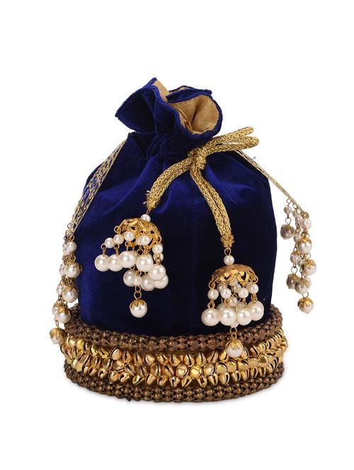 navy blue embellished potli bag - 13422679 - Very Small Image - 1
