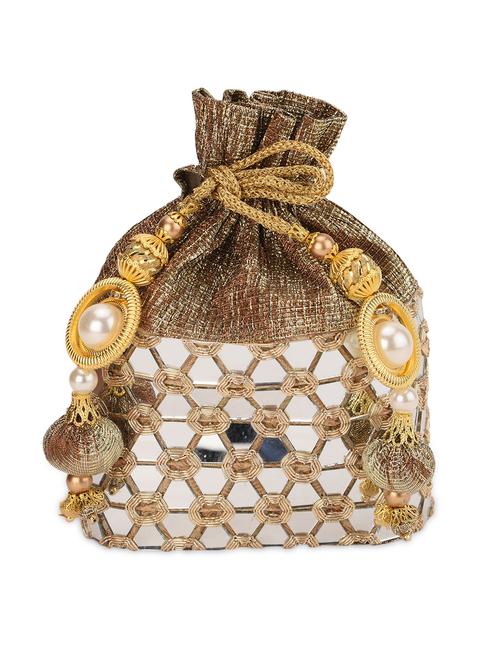 gold mirror work potli bag - 13422682 - Very Small Image - 1