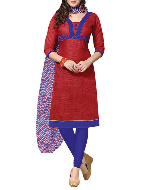 maroon silk blend dress material - 13422932 - Very Small Image - 1