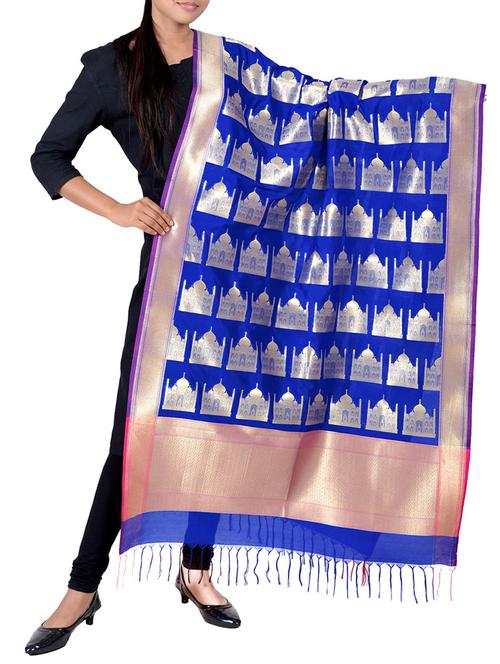 blue silk dupatta - 13423322 - Very Small Image - 1