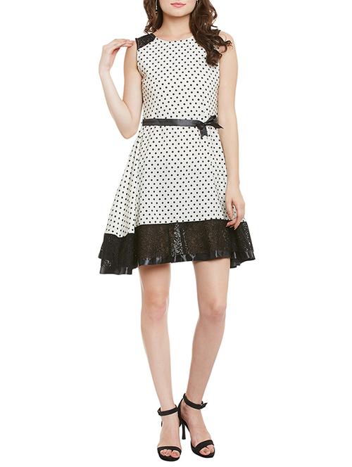 white polka dots printed crepe dress - 13424793 - Very Small Image - 1