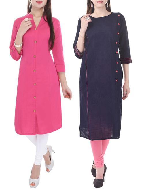 multi colored cotton combos kurta - 13429351 - Very Small Image - 1