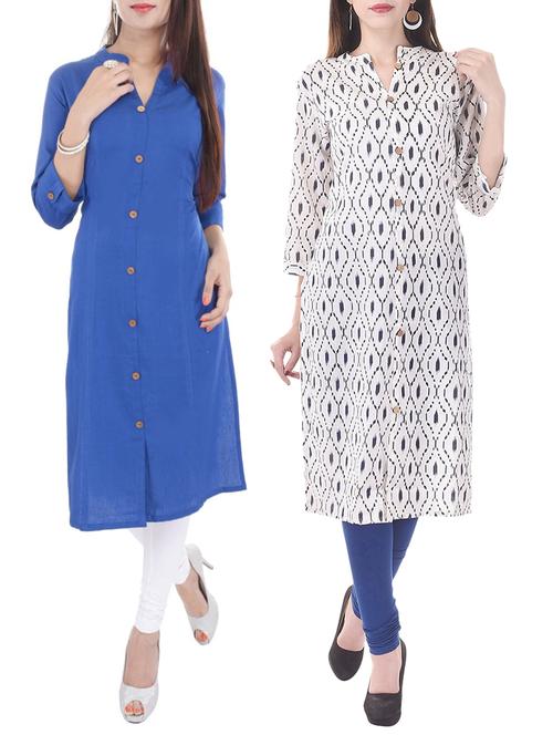 multi colored cotton combos kurta - 13429357 - Very Small Image - 1