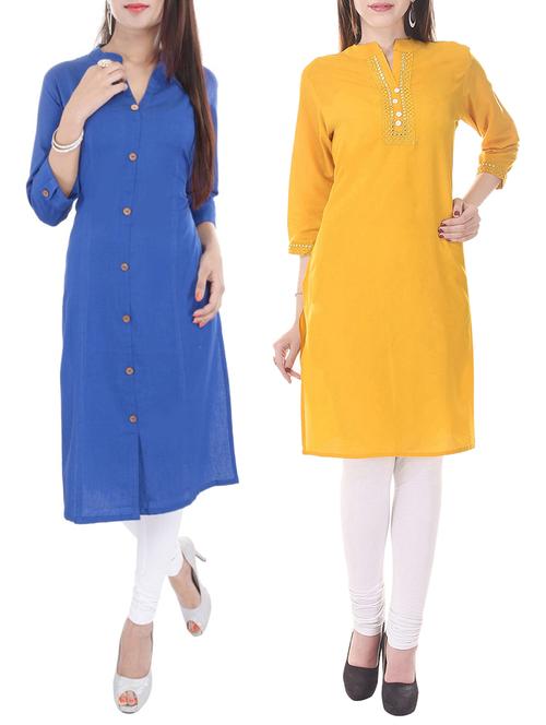 multi colored cotton combos kurta - 13429361 - Very Small Image - 1