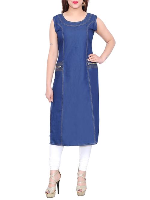 denim straight kurta - 13430278 - Very Small Image - 1