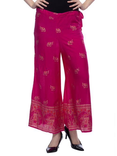 pink printed viscose palazzo - 13430788 - Very Small Image - 1