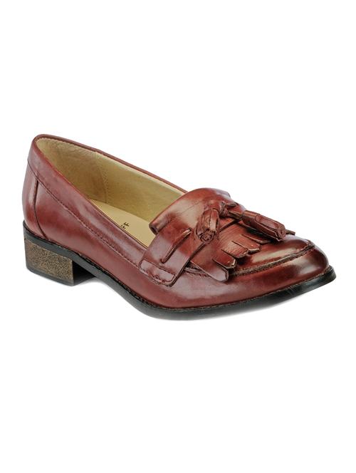 maroon leather slip on moccasins - 13430969 - Very Small Image - 1