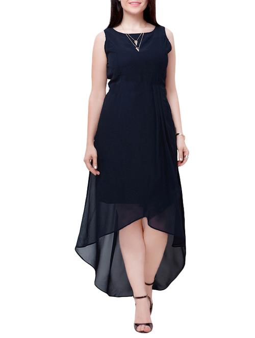 blue georgette high low dress - 13430989 - Very Small Image - 1