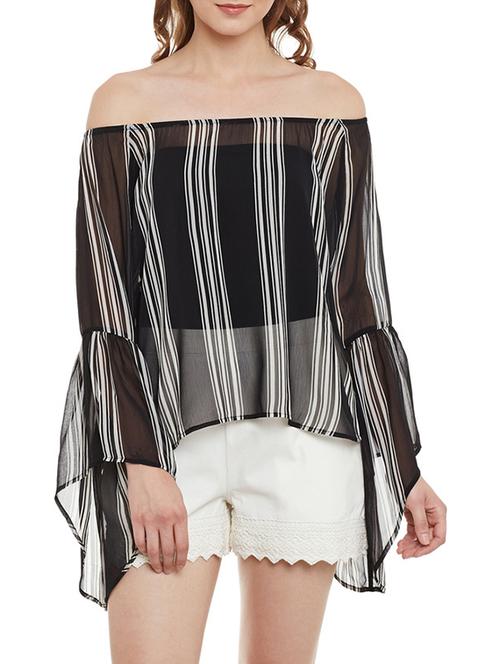 black poly chiffon top - 13433354 - Very Small Image - 1